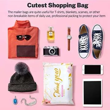 100 Pack Poly Mailers 10x13, Cute Packaging Envelope Mailers Polymailers Packaging for Small Business, Shipping Bags for Clothing Boutique Supplies with Self Seal Strip (Thank You)