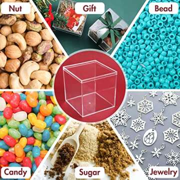 Kamehame Acrylic Boxes for Display 3 Pack Clear Plastic Square Cube, 3.3x3.3x3.3Inch/85x85x85mm Smal...