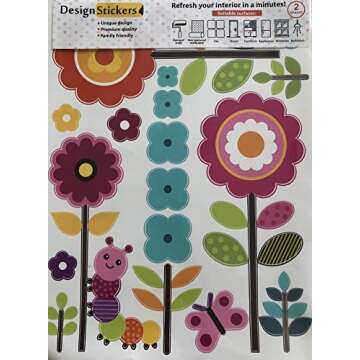 Flower Wall Stickers for Kids - Floral Garden Wall Decals for Girls Room - Removable Toddlers Bedroom Vinyl Nursery Wall Décor [27 Art clings] with Free Bird Gift!