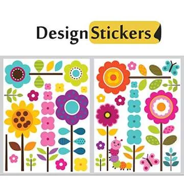 Flower Wall Stickers for Kids - Floral Garden Wall Decals for Girls Room - Removable Toddlers Bedroom Vinyl Nursery Wall Décor [27 Art clings] with Free Bird Gift!