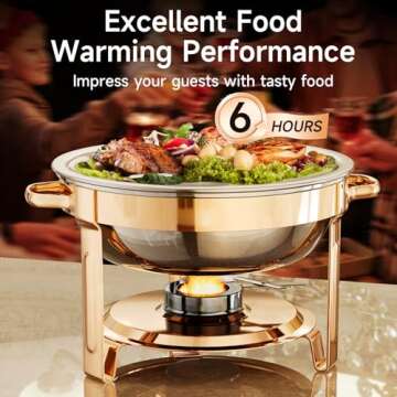 Chafing Dishes for Buffet, 4 Pack 5QT Round Stainless Steel Chafing Dish Set for Home Parties, Chris...