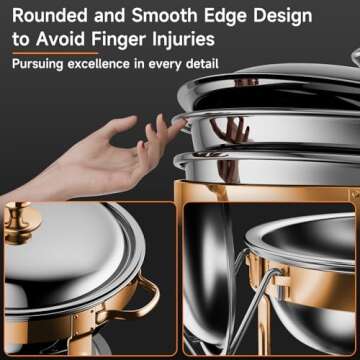 Chafing Dishes for Buffet, 4 Pack 5QT Round Stainless Steel Chafing Dish Set for Home Parties, Christmas Gatherings, Catering Events Complete Buffet Warmer Set (Rose Gold 4)