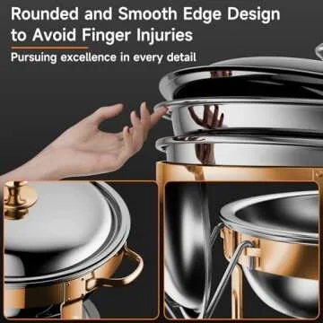 Chafing Dishes for Buffet, 4 Pack 5QT Round Stainless Steel Chafing Dish Set for Home Parties, Christmas Gatherings, Catering Events Complete Buffet Warmer Set (Rose Gold 4)