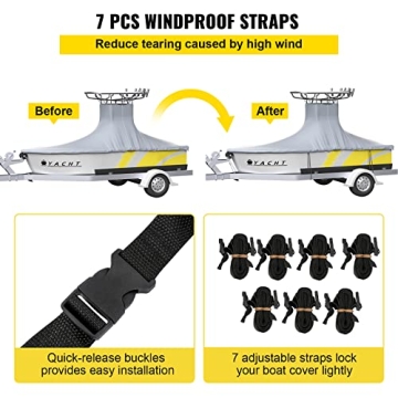 VEVOR T-Top Boat Cover for 22'-24' Boats - Durable Protection
