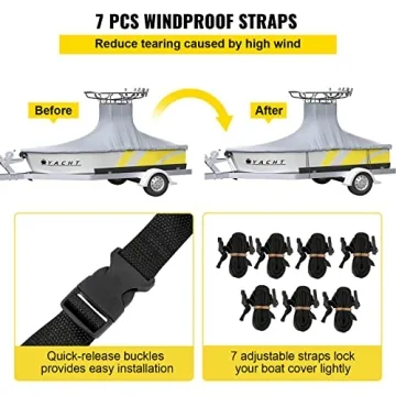 VEVOR T-Top Boat Cover for 22'-24' Boats - Durable Protection