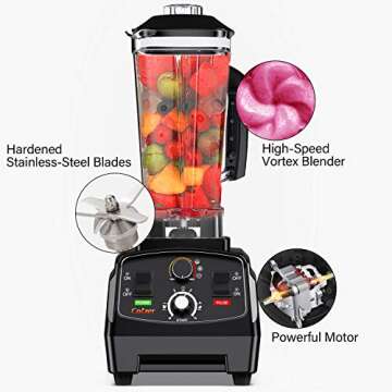 COLZER Professional Countertop Blender with 2200-Watt Base, Smoothie Blender,Built-in Timer,High Pow...