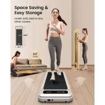 UREVO Under Desk Treadmill, Walking Pad Treadmill with Large Running Area, 2.25HP Treadmills for Home, Desk Treadmill for Office Under Desk with 265lbs Weight Capacity