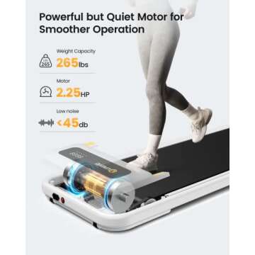 UREVO Under Desk Treadmill, Walking Pad Treadmill with Large Running Area, 2.25HP Treadmills for Home, Desk Treadmill for Office Under Desk with 265lbs Weight Capacity