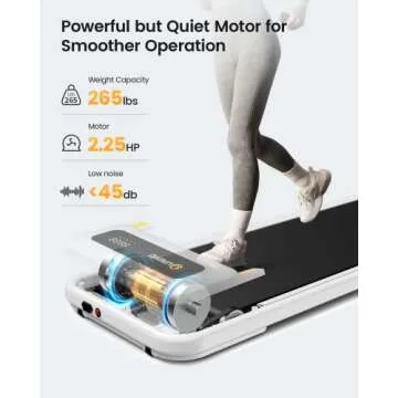 UREVO Under Desk Treadmill, Walking Pad Treadmill with Large Running Area, 2.25HP Treadmills for Home, Desk Treadmill for Office Under Desk with 265lbs Weight Capacity