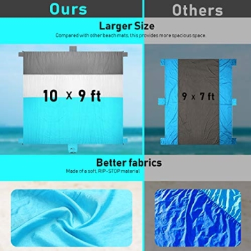 SEGOAL Sand Free Beach Blanket Waterproof Lightweight 10X9