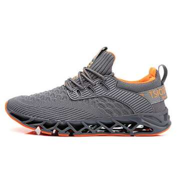 TSIODFO Sneakers for Men Slip on Fashion Casual Sport Running Tennis Athletic Walking Shoes Gym Runner Trail Shoes Non-Slip Jogging Shoe Grey Size 8.5