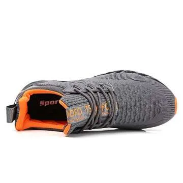 TSIODFO Sneakers for Men Slip on Fashion Casual Sport Running Tennis Athletic Walking Shoes Gym Runner Trail Shoes Non-Slip Jogging Shoe Grey Size 8.5