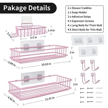 TONLEA Stylish Pink Shower Caddy - Durable Organizer