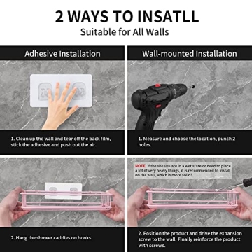 TONLEA Stylish Pink Shower Caddy - Durable Organizer