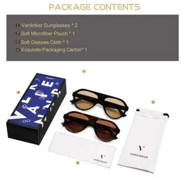 VANLINKER Retro Aviator Polarized Sunglasses for Men Women Trendy 70s Vintage Plastic Frame Sun Glasses VL9750 Yellow +Brown Tortoise