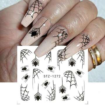 12Pcs Halloween Nail Art Stickers - Pumpkin Skull Spider Water Decals