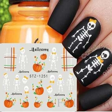 Spooky 12Pcs Halloween Nail Art Stickers for Easy Designs