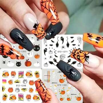 Spooky 12Pcs Halloween Nail Art Stickers for Easy Designs