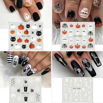 Spooky 12Pcs Halloween Nail Art Stickers for Easy Designs