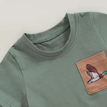 Kids Baby Boys Duck Hunter Clothes Mallard Duck Short Sleeve T-shirt Casual Shorts 2Pcs Toddler Hunting Baby Outfit (Khaki, 0-6 Months)