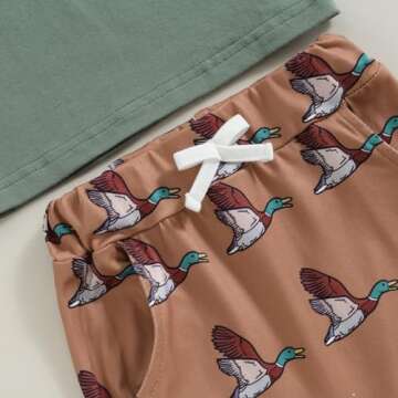 Kids Baby Boys Duck Hunter Clothes Mallard Duck Short Sleeve T-shirt Casual Shorts 2Pcs Toddler Hunting Baby Outfit (Khaki, 0-6 Months)