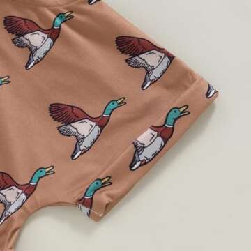 Kids Baby Boys Duck Hunter Clothes Mallard Duck Short Sleeve T-shirt Casual Shorts 2Pcs Toddler Hunting Baby Outfit (Khaki, 0-6 Months)