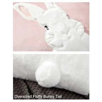 Arciveberg Pack of 2 Spring Easter Pillow Covers 18x18 Inch,3D Embroidered Bunny Rabbit Throw Pillowcase Velvet Easter Decorative Throw Covers Cushion Cover (Pink-2PCS)