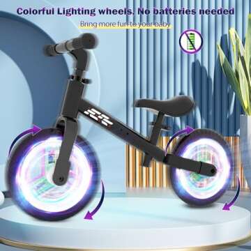 WETIFY Colorful Lighting Balance Bike 2 Year Old, 2-5 Year Old Toddler Balance Bike, Adjustable Hand...