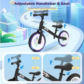 WETIFY Colorful Lighting Balance Bike 2 Year Old, 2-5 Year Old Toddler Balance Bike, Adjustable Handlebar & Seat, 2-5 Year Old Boy Gifts Toys