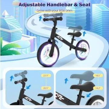 WETIFY Colorful Lighting Balance Bike 2 Year Old, 2-5 Year Old Toddler Balance Bike, Adjustable Handlebar & Seat, 2-5 Year Old Boy Gifts Toys