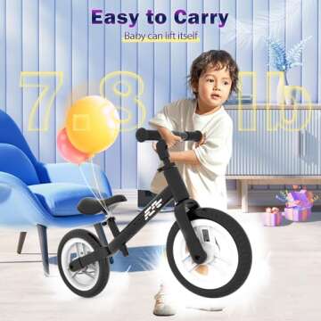 WETIFY Colorful Lighting Balance Bike 2 Year Old, 2-5 Year Old Toddler Balance Bike, Adjustable Handlebar & Seat, 2-5 Year Old Boy Gifts Toys