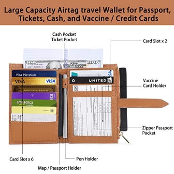 Stylish Airtag Passport Wallet for Women with RFID