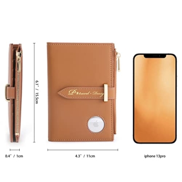 Stylish Airtag Passport Wallet for Women with RFID