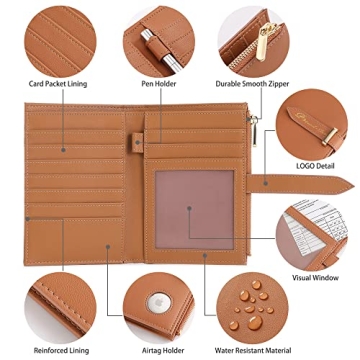 Stylish Airtag Passport Wallet for Women with RFID