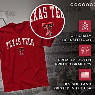 Campus Colors NCAA Adult Gameday Cotton T-Shirt - Premium Quality - Semi-Fitted Style - Officially Licensed Product (Texas Tech Red Raiders - Red, X-Large)