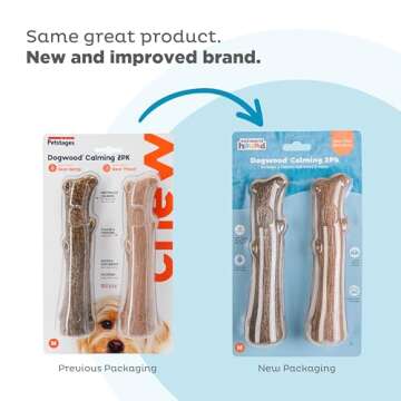 Petstages Dogwood Wood Durable Dog Chew Toys, Real Wood & Calming Hemp, 2-Pack, Medium