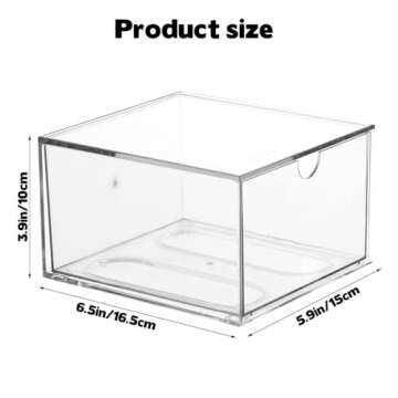 Rainmae Disposable Face Towel Holder, Face Towel Storage Box Bin, Stackable Clear Makeup Organizer w...
