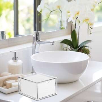 Rainmae Disposable Face Towel Holder, Face Towel Storage Box Bin, Stackable Clear Makeup Organizer with Drawer for Clean Skin Club Face XL Towels Holder for Vanity Bathroom and Makeup Organization