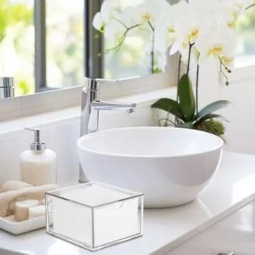 Rainmae Disposable Face Towel Holder, Face Towel Storage Box Bin, Stackable Clear Makeup Organizer with Drawer for Clean Skin Club Face XL Towels Holder for Vanity Bathroom and Makeup Organization