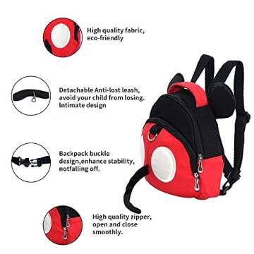Baby Anti-Lost Harness, Yimidear Purified Cotton Toddler Safety Leash for Babies & Kids Boys and Girls (Red)