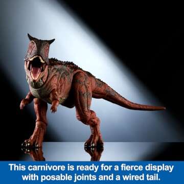 Mattel Jurassic World Fallen Kingdom Hammond Collection Dinosaur Action Figure, Carnotaurus Dino Toy with Articulation & Glass Eyes, 17-inch
