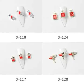 24Pcs Valentines Nail Charms 3D Alloy Valentines Nail Art Rhinestone for Acrylic Nails Love Heart Re...