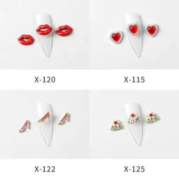24Pcs Valentines Nail Charms 3D Alloy Valentines Nail Art Rhinestone for Acrylic Nails Love Heart Red Lips Lipstick Rose Designs Metal Crystal Nail Jewels for Women DIY Manicure Decorations