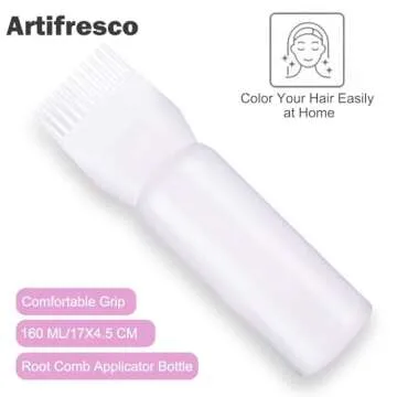 Artifresco Hair Oiling Applicator, Root Comb Applicator Bottle with Graduated Scale 6 Ounce Oil Applicator for Hair Dye Hair Root Comb Color for Scalp Treatment Essential White