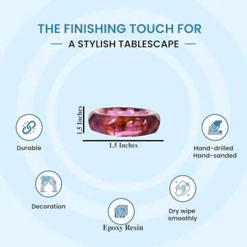 Napkin Rings Set of 12, Epoxy Napkin Holders, Serviette Rings Bulk for Party Decoration, Dinning Table, Everyday, Family Gatherings - A Great Tabletop Décor - Spring Color