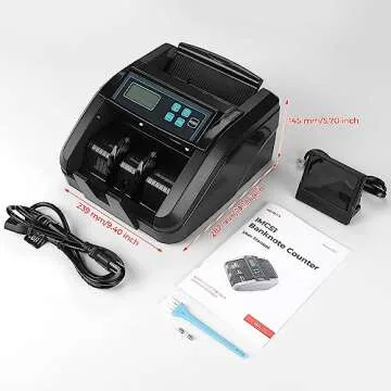 MUNBYN IMC51 Money Counter Machine Count Value, Add+Batch/Add+ Value Mode Bill Counter, UV/MG/IR/MT Detection, USD only Cash Counter,1100 Bills/min, Money Counting Machine with LCD Display (Black)