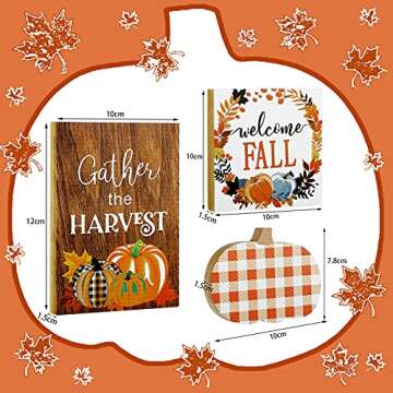 3 Pieces Fall Wooden Signs Welcome Fall Tabletop Signs Thanksgiving Harvest Pumpkin Table Standups F...