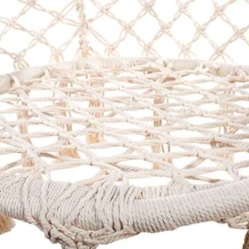 Caromy Hammock Chair Macrame Swing, Hanging Lounge Mesh Chair Durable Cotton Rope Swing for Bedroom, Patio, Garden, Deck, Yard, Max Capacity 265 Lbs (Beige)