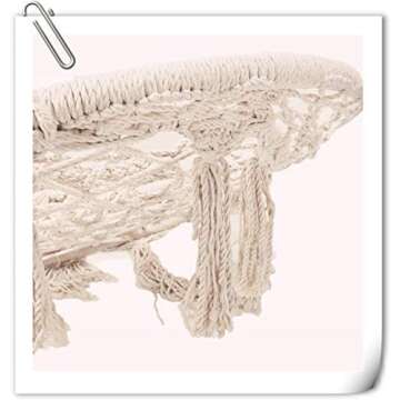Caromy Hammock Chair Macrame Swing, Hanging Lounge Mesh Chair Durable Cotton Rope Swing for Bedroom, Patio, Garden, Deck, Yard, Max Capacity 265 Lbs (Beige)
