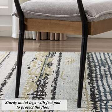 DUOMAY Modern Rectangle Ottoman Bench with Arms and Metal Legs, Mid Century Chenille Fabric Dining Table Bench Footstool Entryway Shoe Bench for Dining Room Bedroom Living Room, Grey